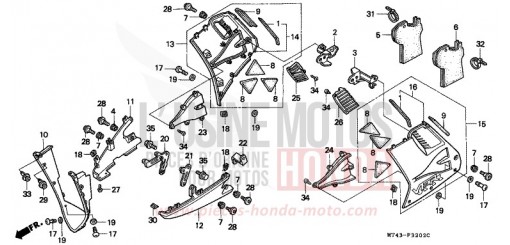 CAPOT INFERIEUR (VFR750FR/FS/FT/FV) VFR750FT de 1996